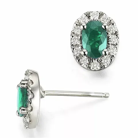 Rosett smaragd diamantörhängen i 14 karat vitguld med smaragder och diamanter