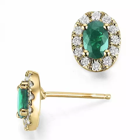 Rosett smaragd diamantörhängen i 14 karat guld med smaragder och diamanter 