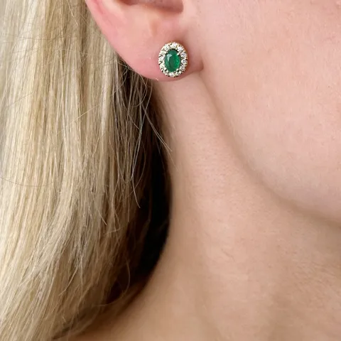 Rosett smaragd diamantörhängen i 14 karat guld med smaragder och diamanter 