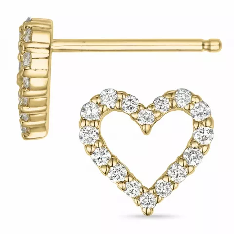 hjärta diamant örhängestift i 14 karat guld med diamant 