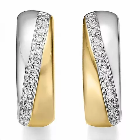 15 mm diamant halvcreol i 14 karat guld och vitguld med diamant 