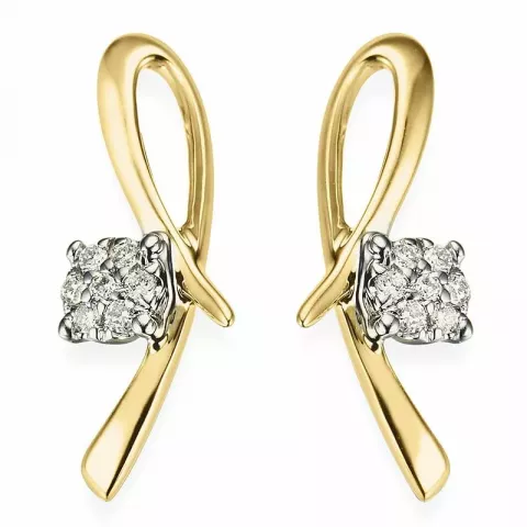 rosett diamant briljiantöronringar i 14 karat guld och vitguld med diamant 