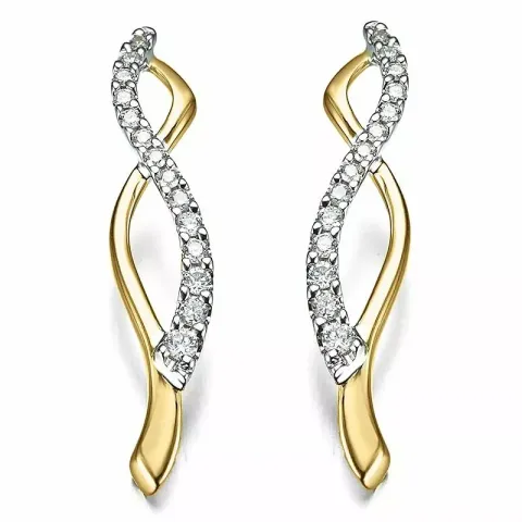 Diamant örhängestift i 14 karat guld och vitguld med diamanter