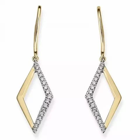 fyrkantigt diamantörhängen i 14 karat guld och vitguld med diamant 
