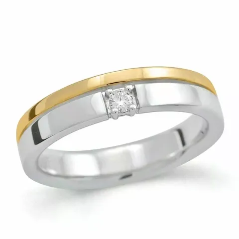 diamantring i 14 karat guld- och vitguld 0,05 ct