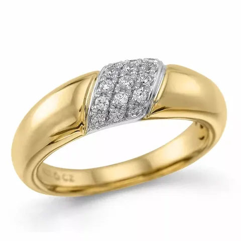 diamantring i 14  karat guld- och vitguld 0,165 ct