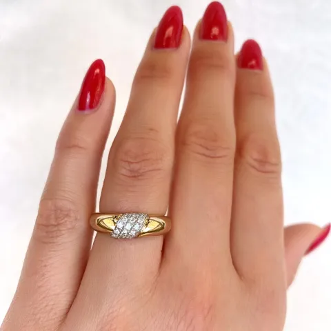 diamantring i 14  karat guld- och vitguld 0,165 ct