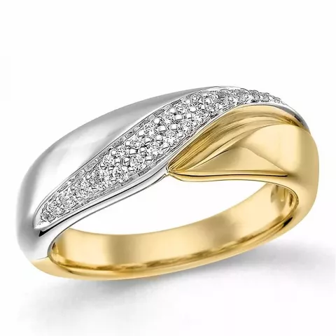abstrakt diamant ring i 14  karat guld- och vitguld 0,172 ct