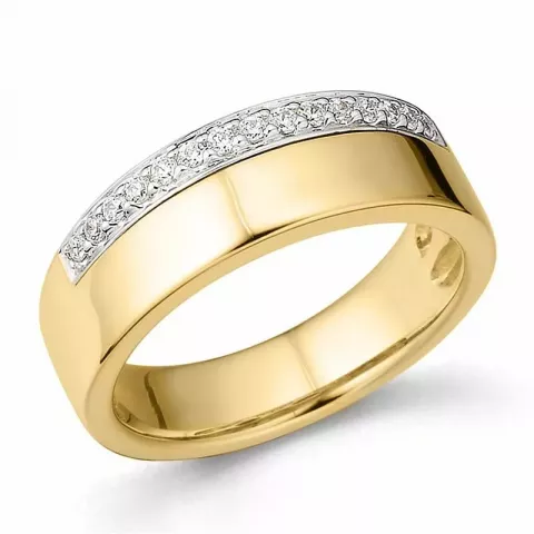 Bred diamant ring i 14  karat guld- och vitguld 0,15 ct