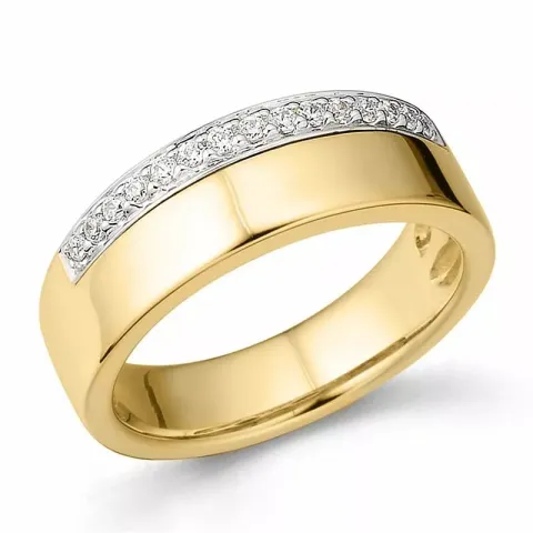 Bred diamant ring i 14 karat guld- och vitguld 0,15 ct