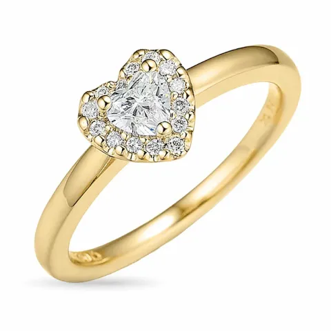 Hjärta diamantring i 14  karat guld 0,24 ct 0,08 ct