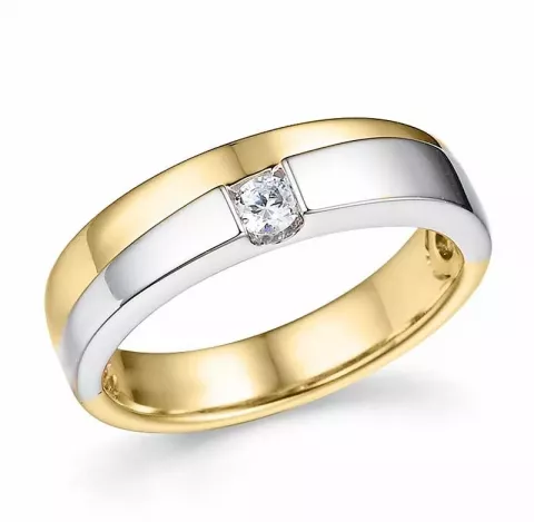 abstrakt diamant ring i 14  karat guld- och vitguld 0,1 ct