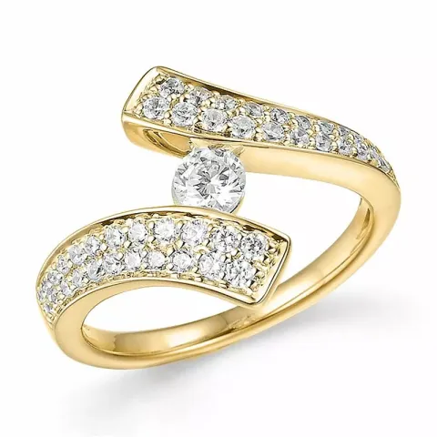 diamant guldring i 14  karat guld 0,26 ct 0,44 ct