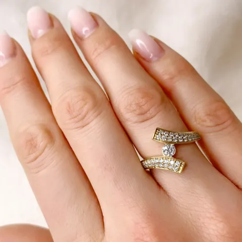 diamant guldring i 14 karat guld 0,26 ct 0,44 ct