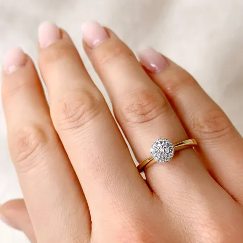 rund diamant ring i 14 karat guld- och vitguld 0,161 ct