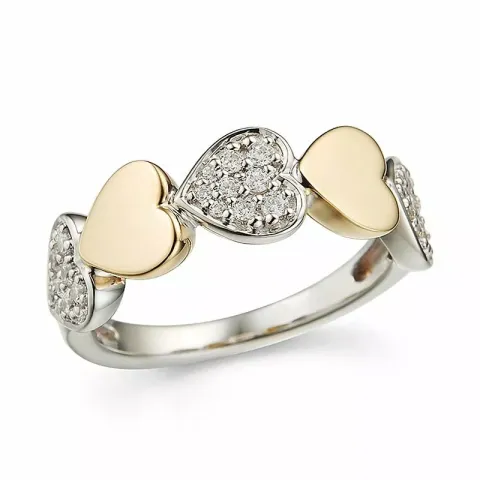 Bred diamant hjärtering i 14 karat guld- och vitguld 0,288 ct