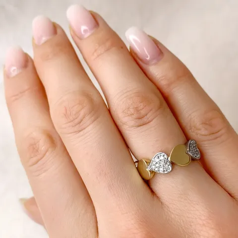Bred diamant hjärtering i 14 karat guld- och vitguld 0,288 ct