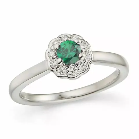 smaragd ring i 14  karat vitguld 0,14 ct 