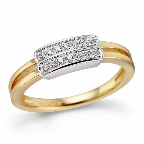 Fyrkantigt diamant ring i 14  karat guld- och vitguld 0,126 ct