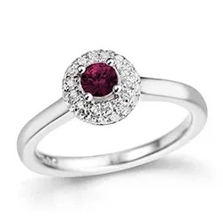 rubin diamantring i 14  karat vitguld 0,38 ct 0,24 ct