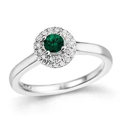 smaragd diamantring i 14 karat vitguld 0,27 ct 0,24 ct