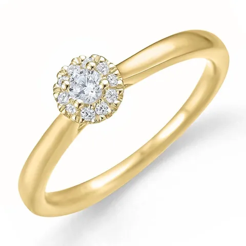 rund diamant ring i 14  karat guld 0,1 ct 0,06 ct