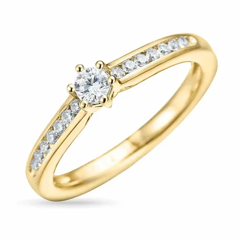 vit diamant guld ring i 14  karat guld 0,14 ct 0,08 ct