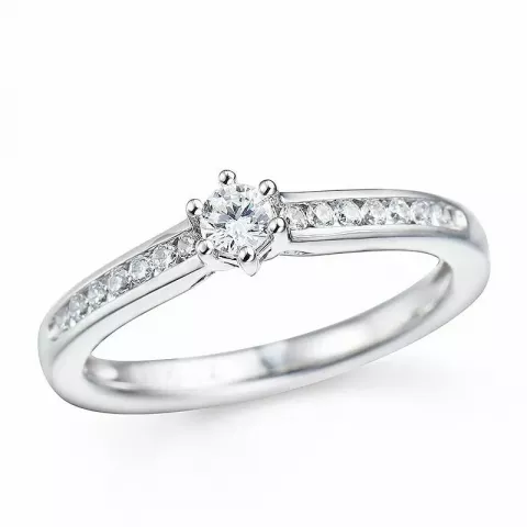vit diamant ring i 14  karat vitguld 0,14 ct 0,162 ct
