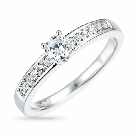 Rund diamant vitguldsring i 14  karat vitguld 0,32 ct 0,08 ct