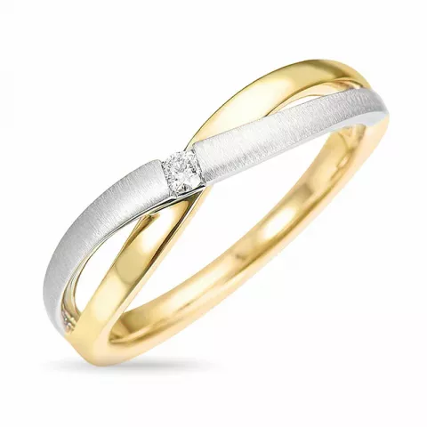 abstrakt diamant ring i 14  karat guld- och vitguld 0,04 ct