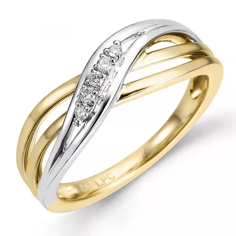 bred diamant ring i 14  karat guld- och vitguld 0,053 ct
