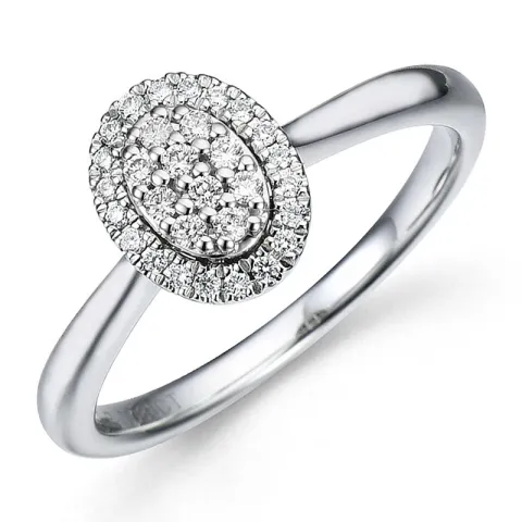 oval briljantring i 14 karat vitguld 0,18 ct