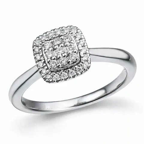 fyrkantigt diamantring i 14 karat vitguld 0,20 ct