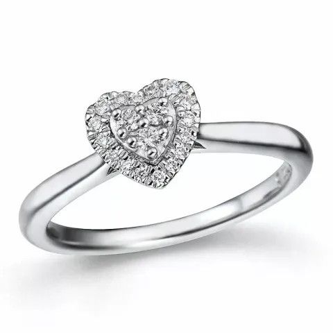 hjärta diamantring i 14 karat vitguld 0,14 ct