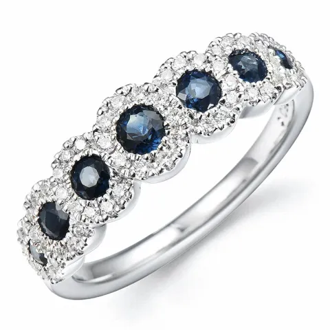 safir diamantring i 14 karat vitguld 0,66 ct 0,27 ct