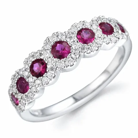 rubin diamantring i 14 karat vitguld 0,66 ct 0,27 ct