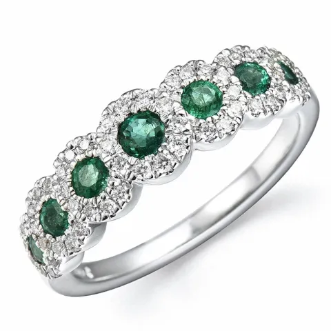 smaragd diamantring i 14 karat vitguld 0,57 ct 0,27 ct