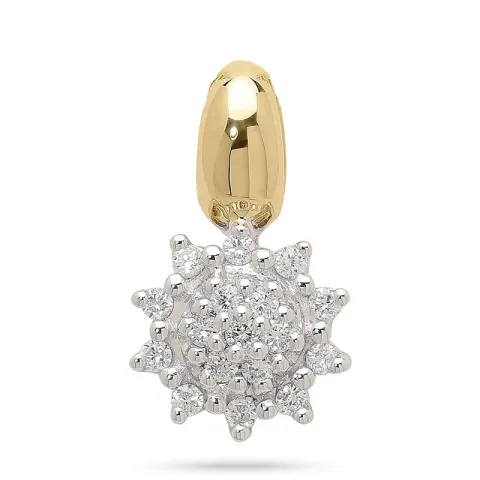 runt diamant hängen i 14  carat guld- och vitguld 0,154 ct