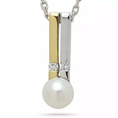 pärla diamantberlocker i 14 carat guld- och vitguld 0,05 ct