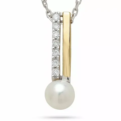 pärla diamantberlocker i 14 carat guld- och vitguld 0,11 ct