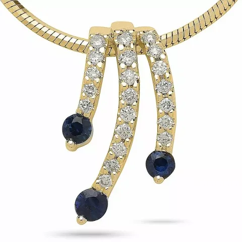 safir diamantberlocker i 14 carat guld 0,16 ct 0,26 ct