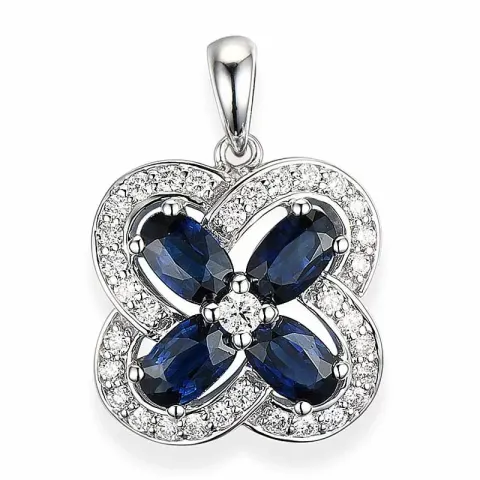 blommor safir diamantberlocker i 14 carat vitguld 0,29 ct 1,4 ct