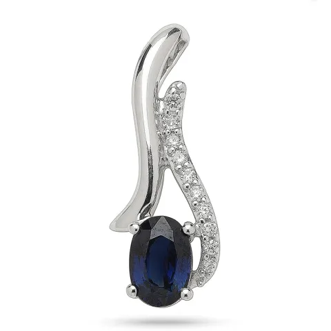 safir diamantberlocker i 14  carat vitguld 0,05 ct 0,65 ct