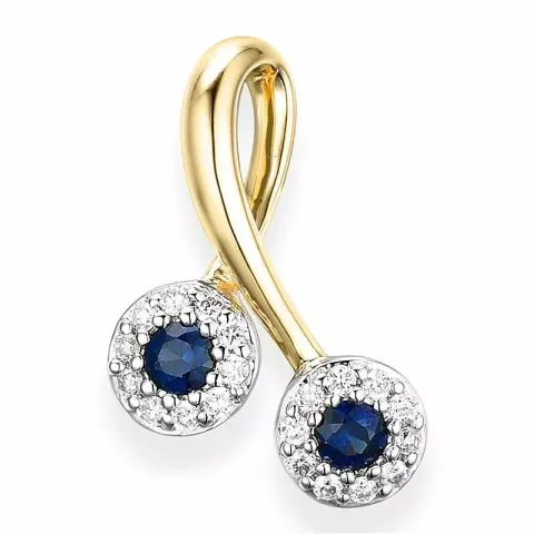 safir diamantberlocker i 14 carat guld- och vitguld 0,10 ct 0,18 ct