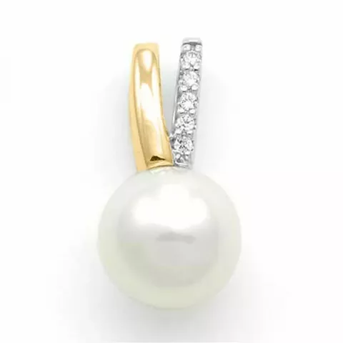 pärla diamantberlocker i 14  carat guld- och vitguld 0,02 ct