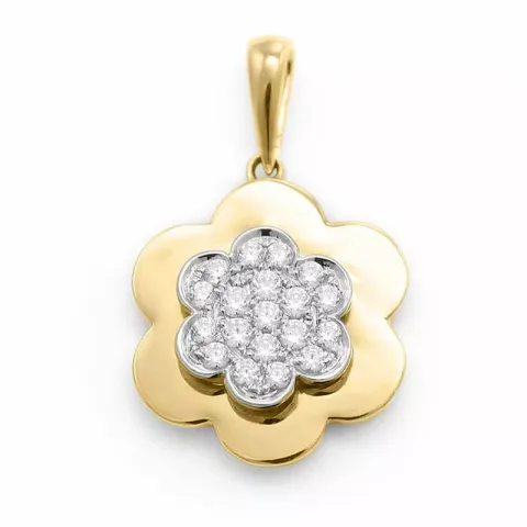 blommor diamantberlocker i 14 carat guld- och vitguld 0,35 ct