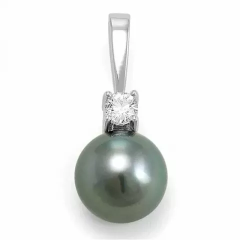 pärla diamantberlocker i 14  carat vitguld 0,26 ct
