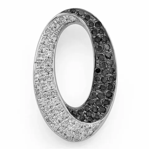 ovalt diamantberlocker i 14  carat vitguld 0,18 ct 0,19 ct