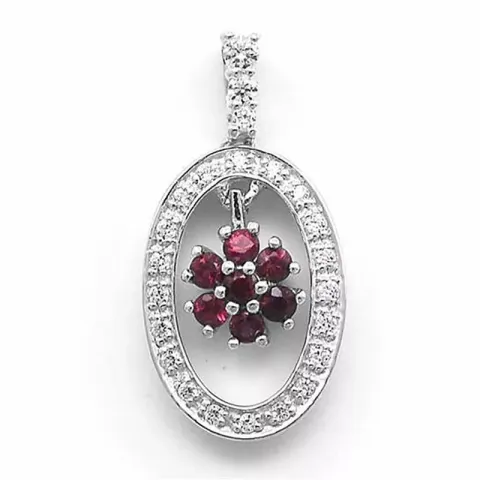 blommor rubin diamantberlocker i 14  carat vitguld 0,17 ct 0,30 ct