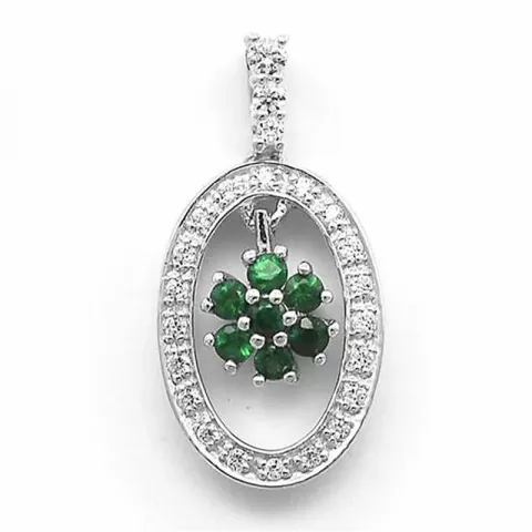 smaragd diamantberlocker i 14  carat vitguld 0,17 ct 0,25 ct